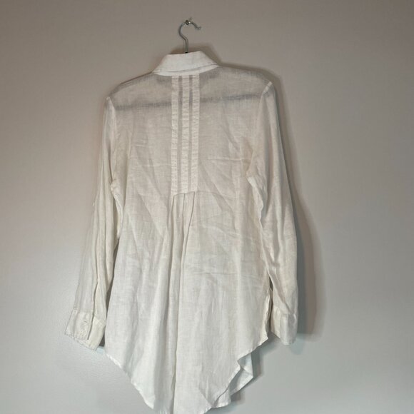 Territory Ahead Long White Linen Pintuck Button Up Tunic Womens Size S Lagenlook - Picture 2 of 11